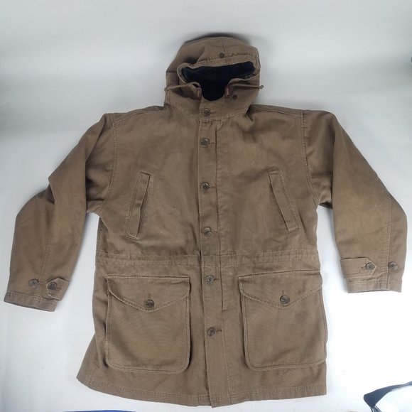 Abercrombie & Fitch Hvy Canvas Hooded Field Chore Barn Coat Wool Lined Sz Small - Picture 1 of 9